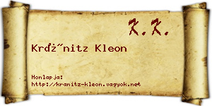 Kránitz Kleon névjegykártya